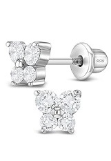 nice 5mm clear cubic zirconia screw back baby birthstone earrings